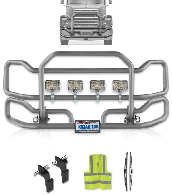 Front Grey Grille Guard Large 2004+ Mack CH Set-Back