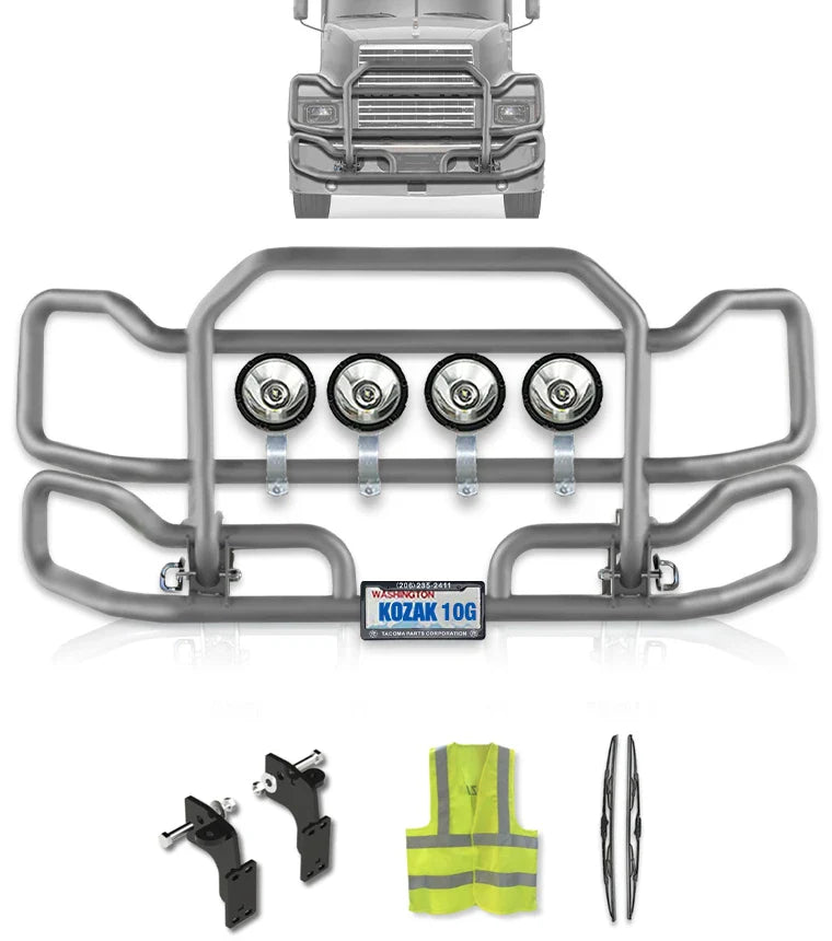 Front Grey Grille Guard Large 2004+ Mack CH Set-Back