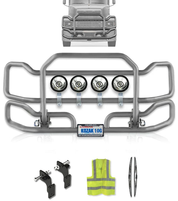 Front Grey Grille Guard Large 2004+ Mack CH Set-Back