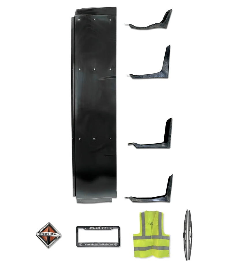 Lower Wind Fairing Cab Extender Plastic w/Brackets Set Passenger Side International LT625