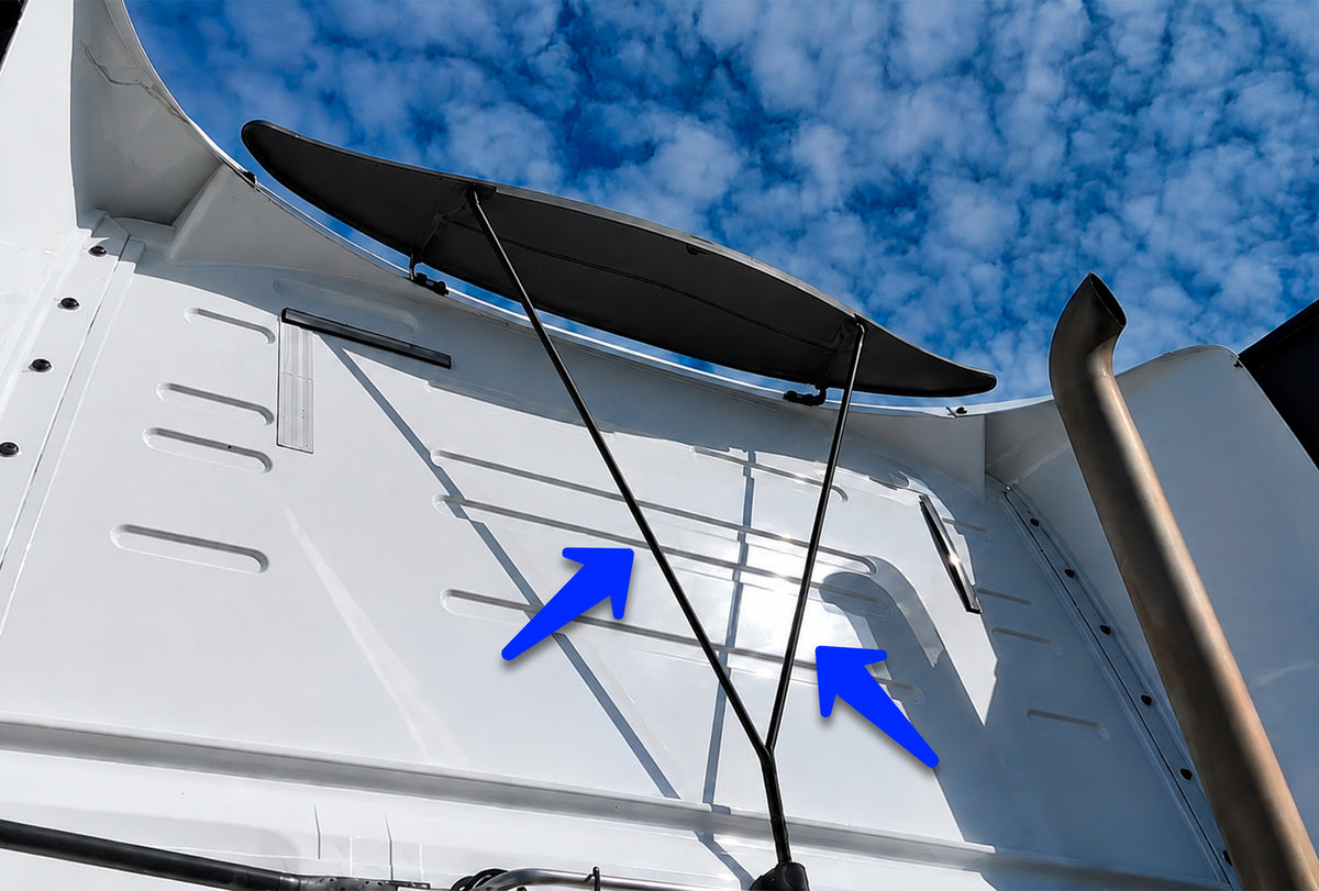 Roof Wind Deflector Fairing Cab Extender Support Rods Set 2018-2024 Volvo VNL