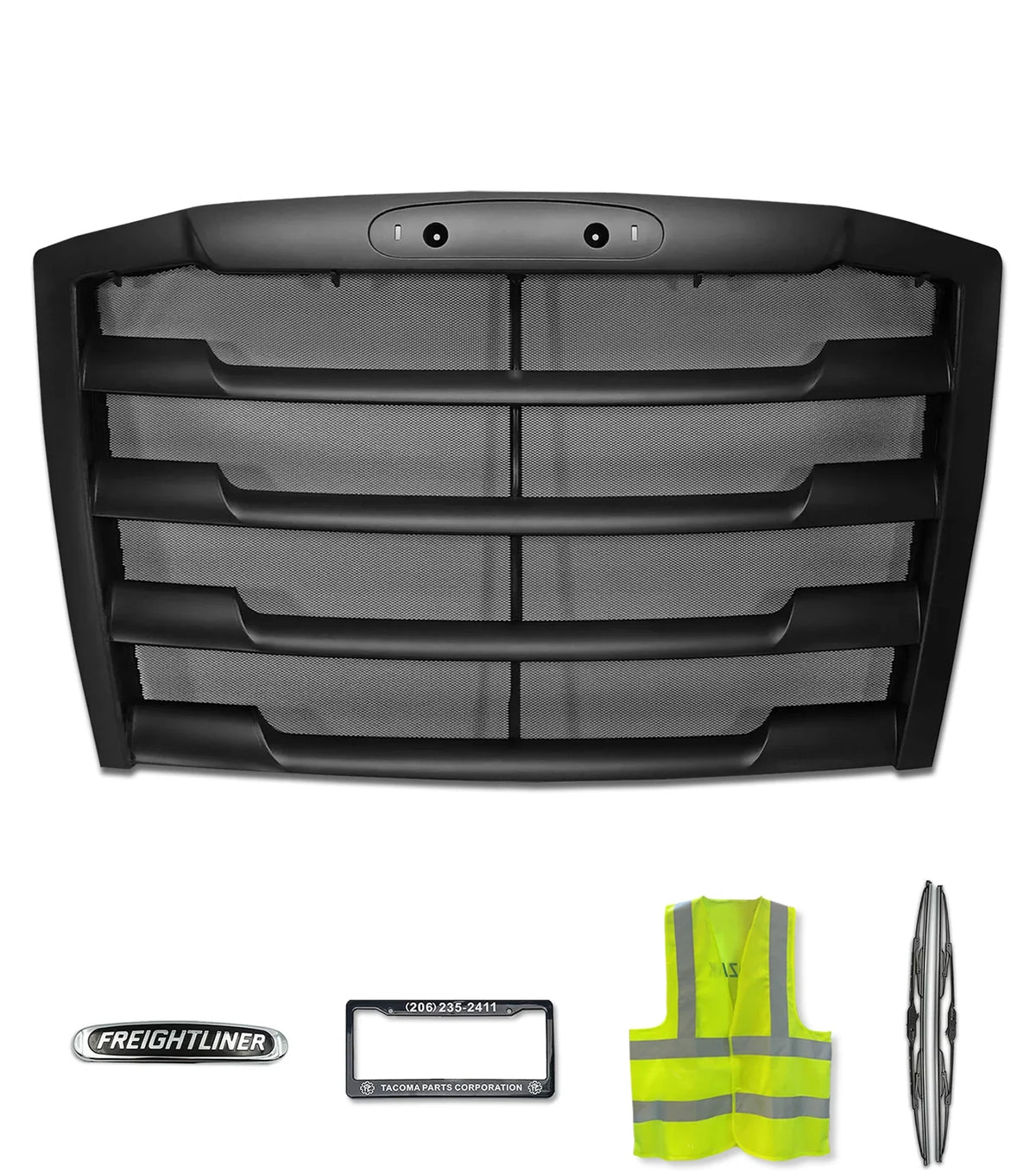 Front Grille Black with Steel Bug Screen 2018+ Freightliner Cascadia 116 126