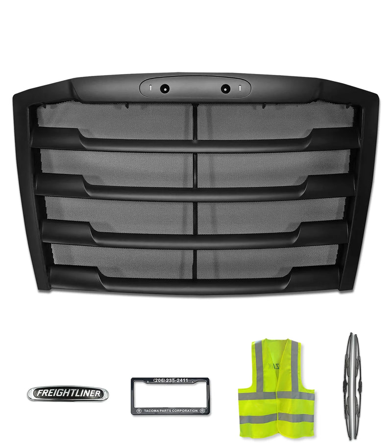 Front Grille Black with Steel Bug Screen 2018+ Freightliner Cascadia 116 126