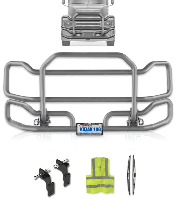 Front Grey Grille Guard Large 2004+ Mack CH Set-Back