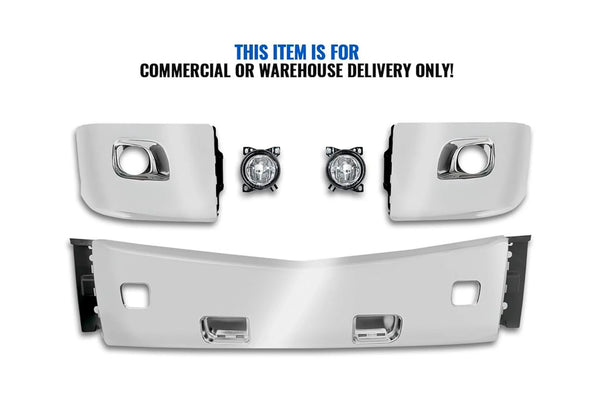 Bumper Set w/ Fog Holes Plastic Chrome + Fog Lights 2013-2021 Peterbilt 579