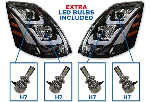 Headlights Set 2004-2017 Volvo VNL VNX VT