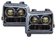 Headlights Black LED DRL Sequential Turn Signal Set 2019-2022 Kenworth W990