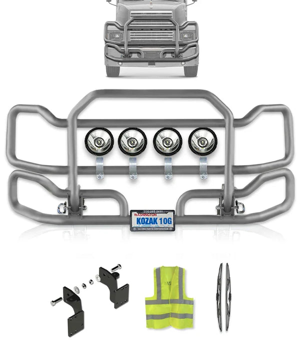 Front Grey Grille Guard Large 1999-2003 Mack CH Set-Back