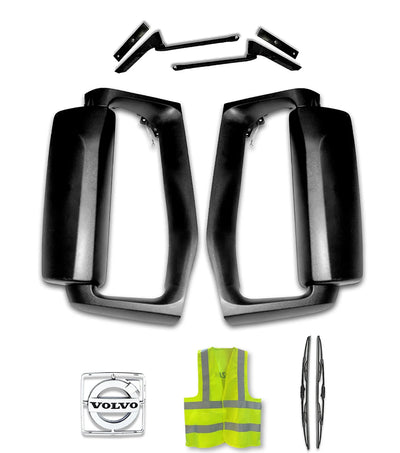 Side View Door Mirrors Power Heated Black Set Volvo 2004+ VNL VNM VNX