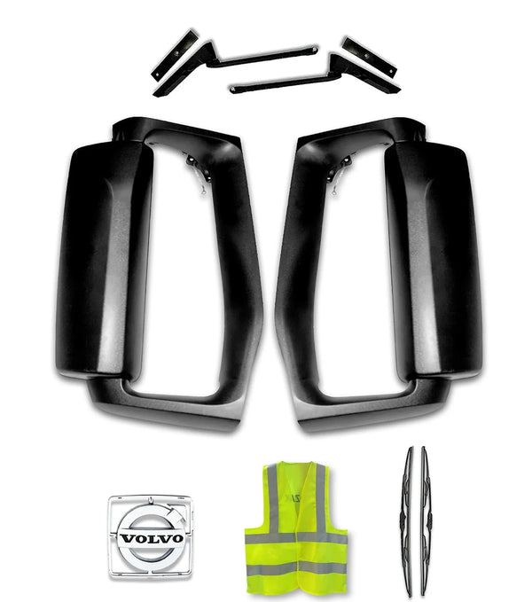 Side View Door Mirrors Power Heated Black Set Volvo 2004+ VNL VNM VNX