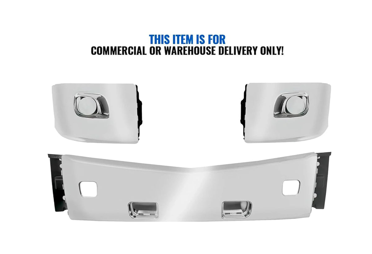 Bumper Complete Set No Fog Hole Chrome Plastic 2013-2021 Peterbilt 579