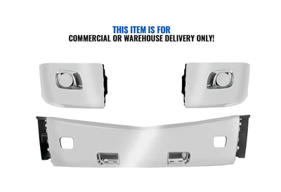 Bumper Complete Set No Fog Hole Chrome Plastic 2013-2021 Peterbilt 579