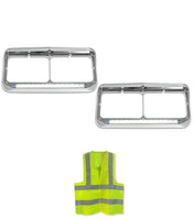 Headlights Bezels Chrome with 12" Clear LED Light Strip Bar Western Star 4900 4800 6900