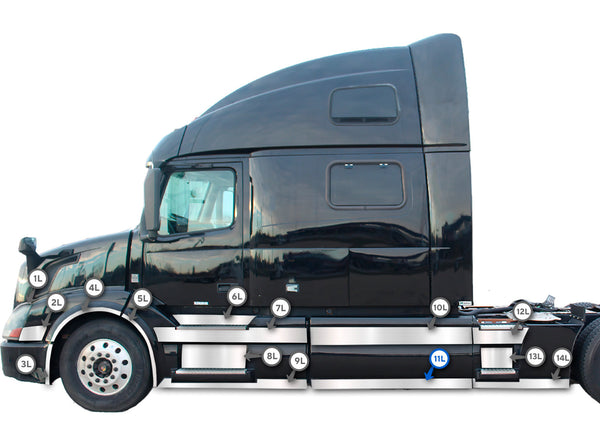 Central Panel Stripe Lower Chrome Trim for Driver Side (11L) 2004-2017 Volvo VNL