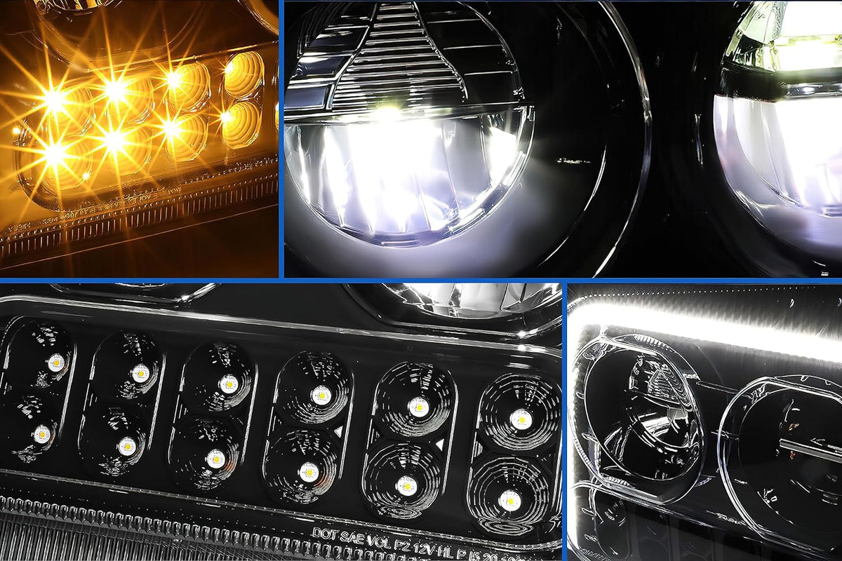 Headlight Black LED DRL Sequential Turn Signal Driver 2019-2022 Kenworth W990