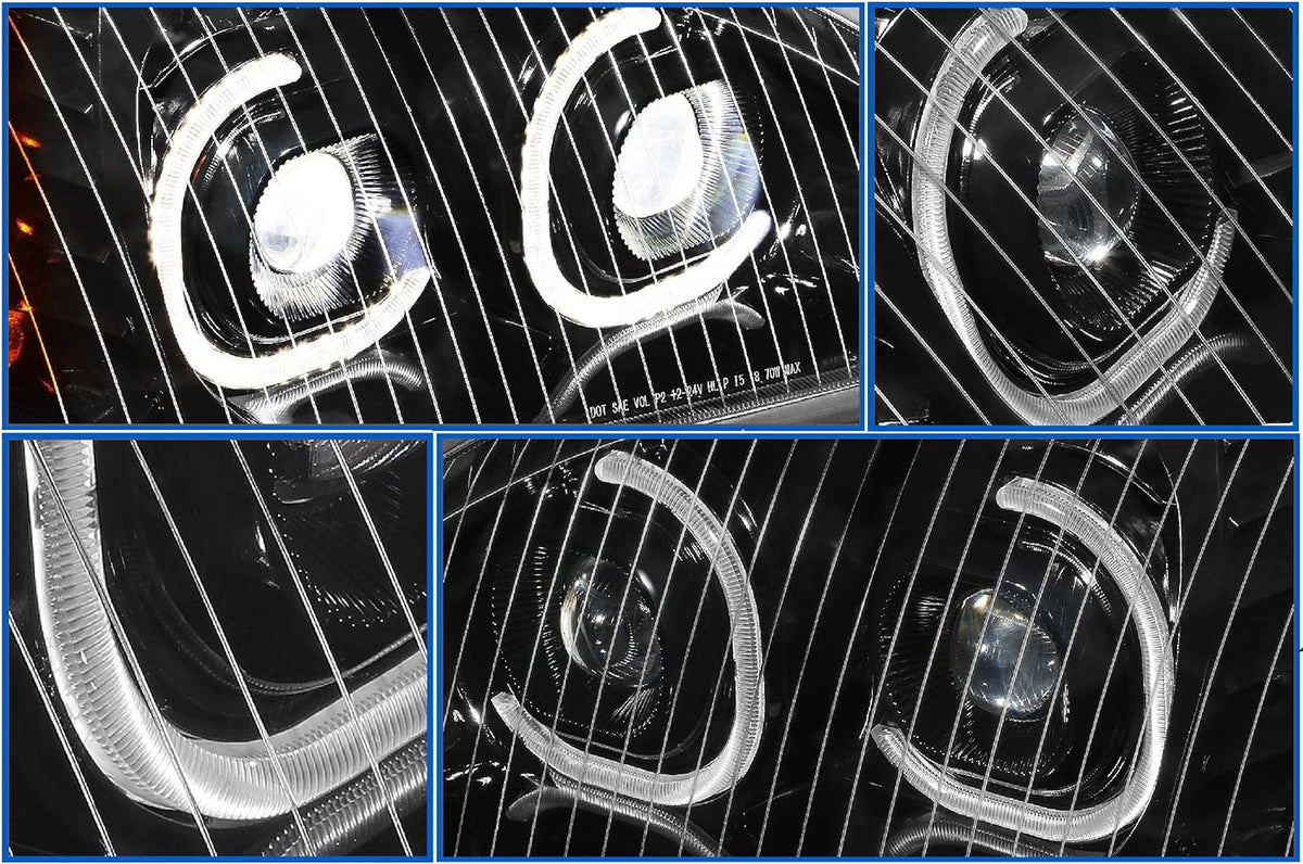 Headlight LED DRL Dual Projector Black Driver 2004-2017 Freightliner Columbia
