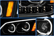 Headlight LED Black with Turn Signal Dual Driver 2008-2018 Kenworth T660 T370