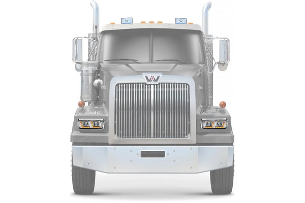 KOZAK LED DRL DUAL Chrome Projector Headlights Set Pair (Driver Left & Passenger Right Side) for WESTERN STAR 6900 4900 4800 SERIES PLUS Windshield Wipers and Vest