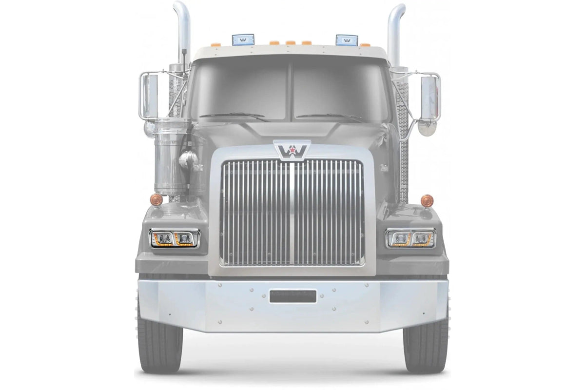 KOZAK LED DRL DUAL Chrome Projector Headlight (Passenger Right Side) for WESTERN STAR 6900 4900 4800 SERIES PLUS Windshield Wipers and Vest