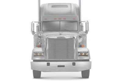 KOZAK LED DRL DUAL Chrome Projector Headlight (Driver Left Side) for FREIGHTLINER CLASSIC PLUS Logo, Windshield Wipers and Vest