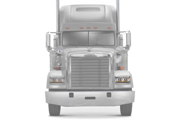 KOZAK LED DRL DUAL Chrome Projector Headlight (Driver Left Side) for FREIGHTLINER CLASSIC PLUS Logo, Windshield Wipers and Vest