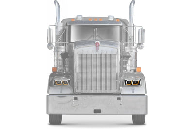 KOZAK LED DRL DUAL Black Projector Headlight (Driver Left Side) for FREIGHTLINER CLASSIC PLUS Logo, Windshield Wipers and Vest