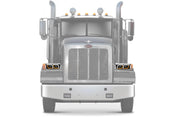 KOZAK LED DRL DUAL Black Projector Headlights Set Pair (Driver Left & Passenger Right Side) for PETERBILT 357 365 378 379 PLUS Logo, Windshield Wipers and Vest