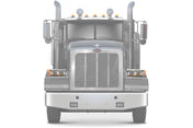 KOZAK LED DRL DUAL Chrome Projector Headlights Set Pair (Driver Left & Passenger Right Side) for PETERBILT 357 365 378 379 PLUS Logo, Windshield Wipers and Vest