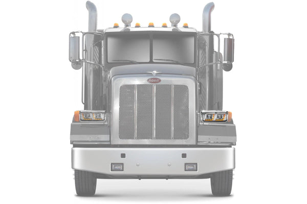 KOZAK LED DRL DUAL Chrome Projector Headlight (Driver Left Side) for PETERBILT 357 365 378 379 PLUS Logo, Windshield Wipers and Vest