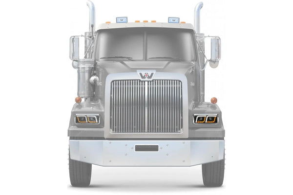 KOZAK LED DRL DUAL Chrome Projector Headlight (Driver Left Side) for WESTERN STAR 6900 4900 4800 SERIES PLUS Windshield Wipers and Vest