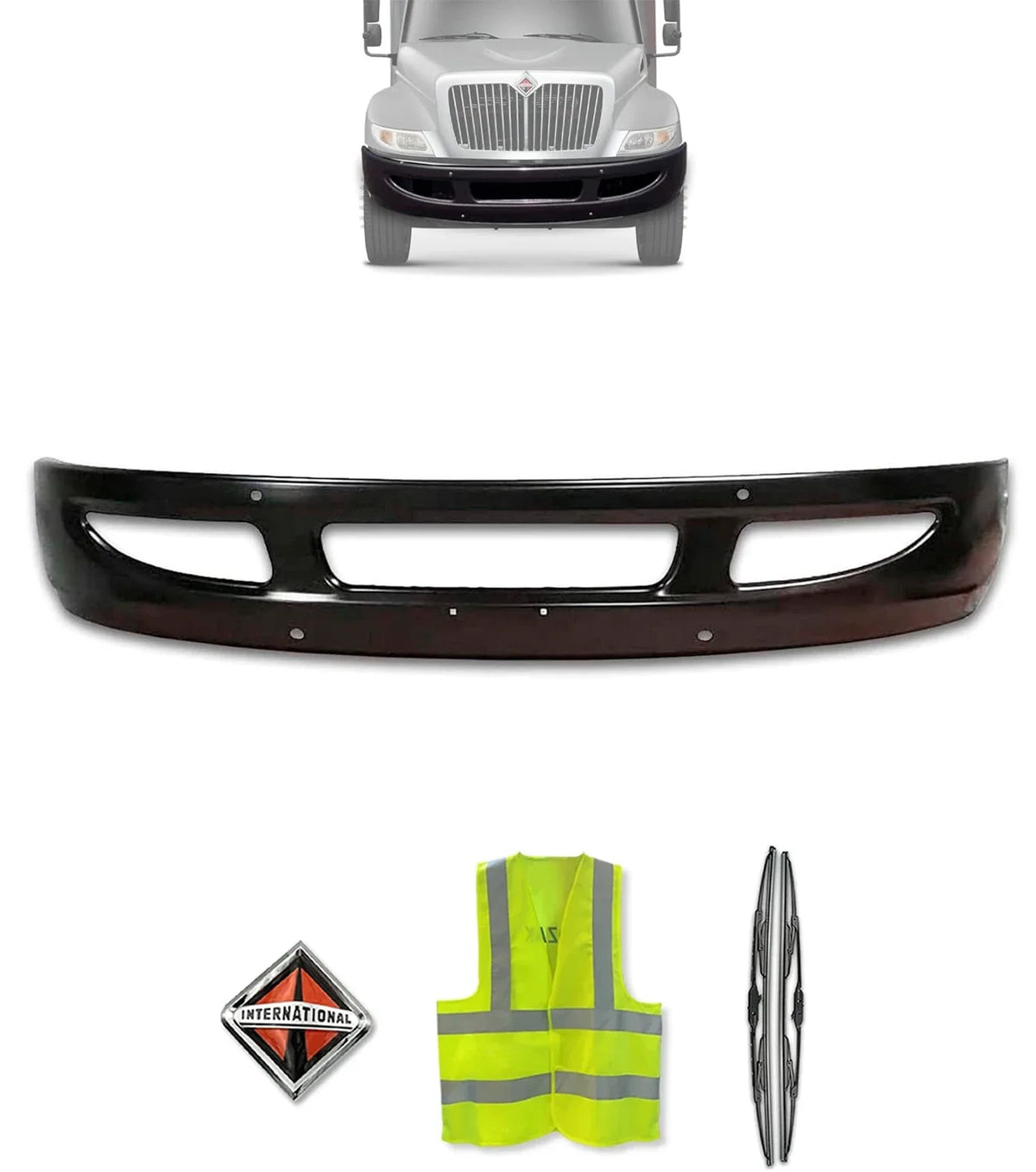 Bumper Two Holes Black Steel 2002+ International Durastar