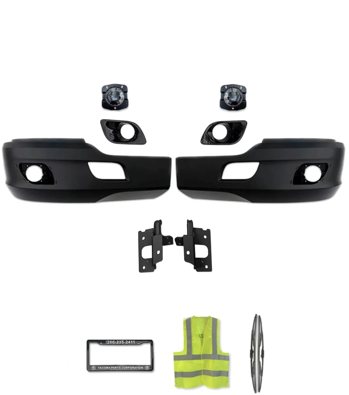 Bumper Corners Plastic Black with Bezels & Led Fogs Kenworth T680