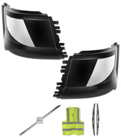 Bumper Corners No Fog Holes Plastic w/Chrome Trims Set 2016-2017 Volvo VNL
