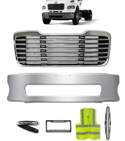 Grille and Center Bumper Chrome 2003-2022 Freightliner M2 Business Class 106 112