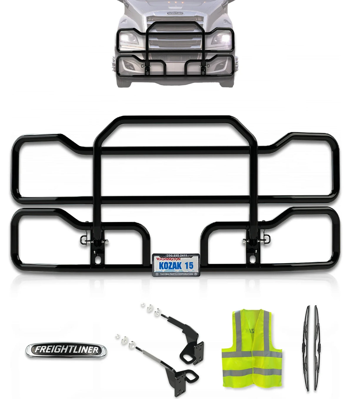 Front Grille Guard Black 2018+ Freightliner Cascadia 126 116