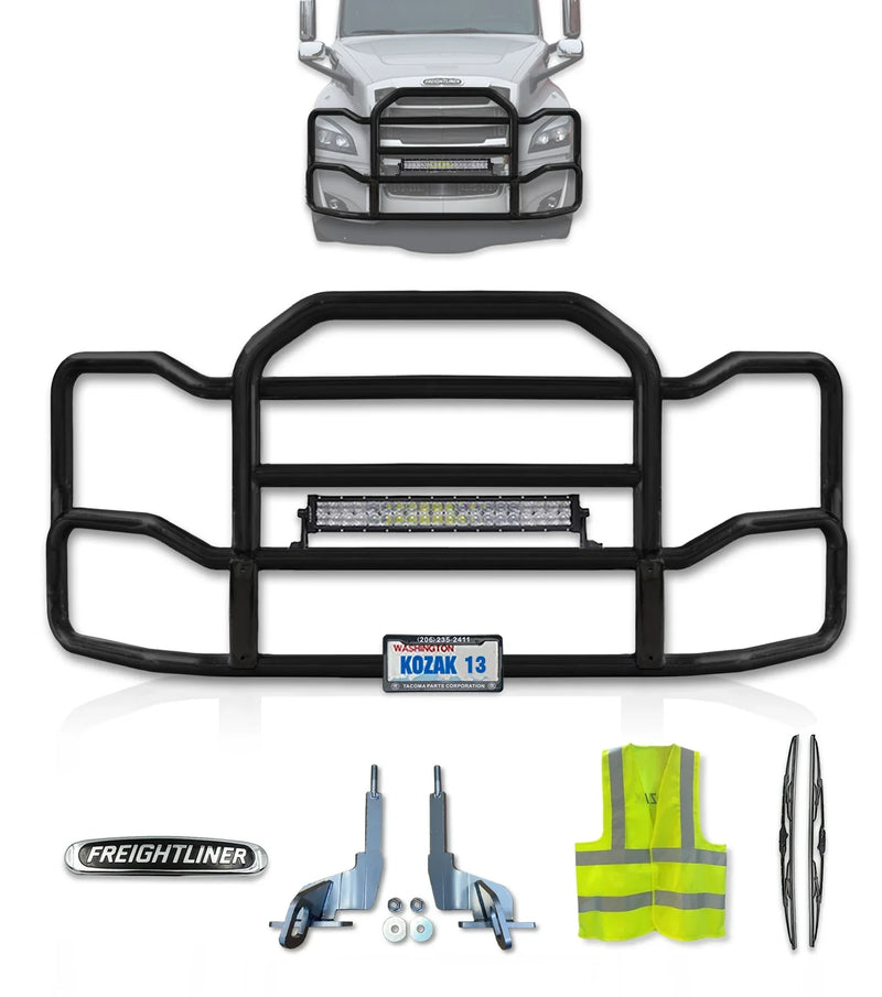 Grille Guard Large Black with Lights 2018+ Freightliner Cascadia 126 116