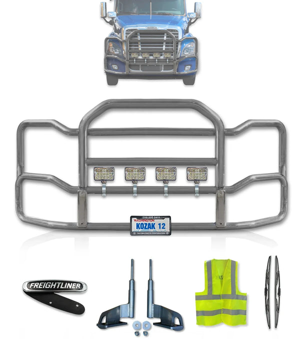 Grille Guard Large Chrome with Lights 2008-2017 Freightliner Cascadia 125 113