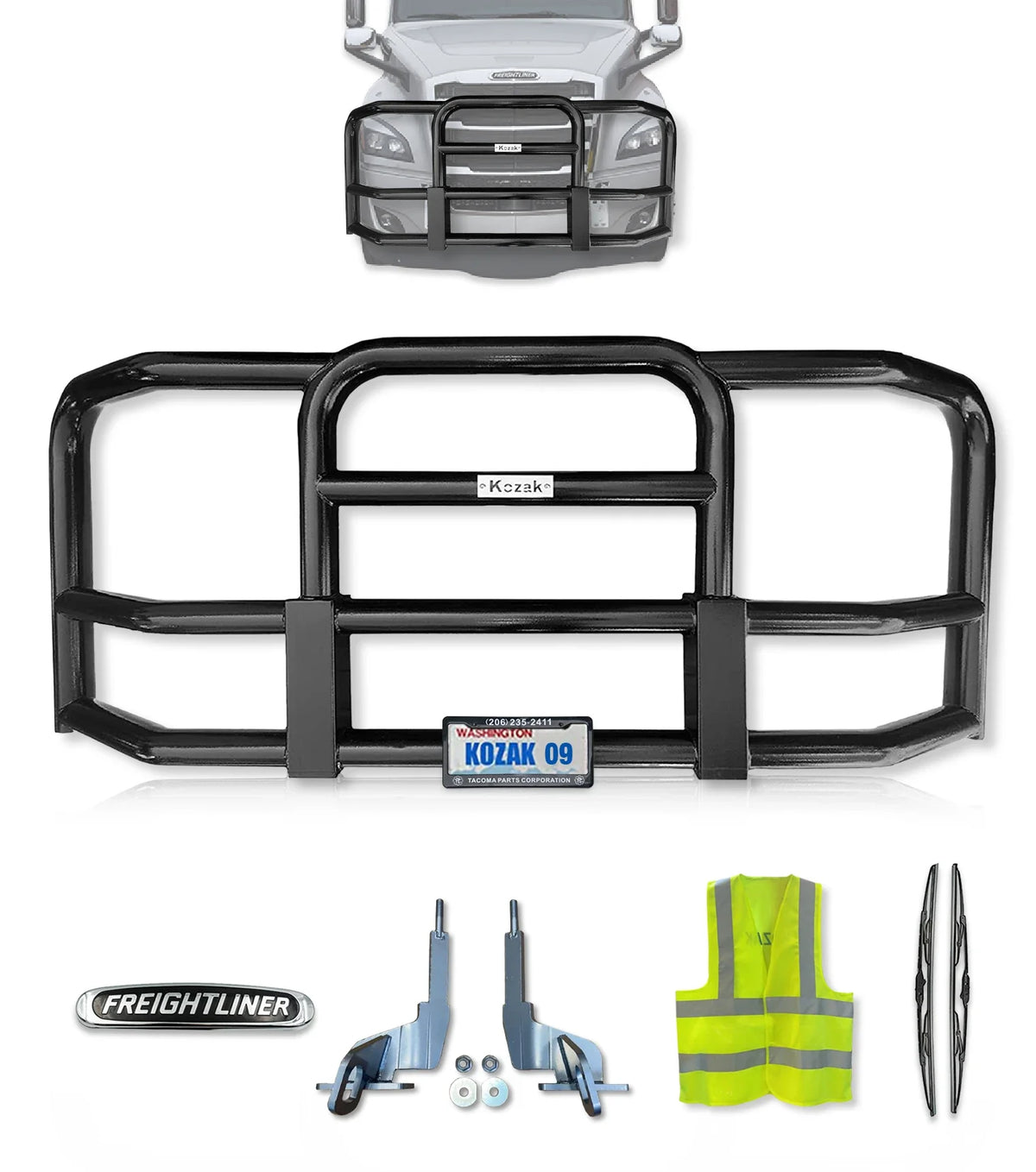 Full Front Black Grille Guard 2018+ Freightliner Cascadia 126 116