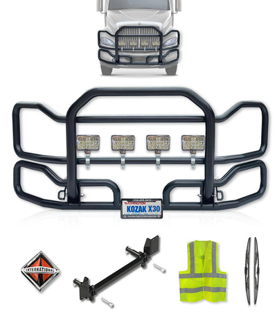 Front Grille Guard Large Black 2008+ International ProStar (plastic bumper)