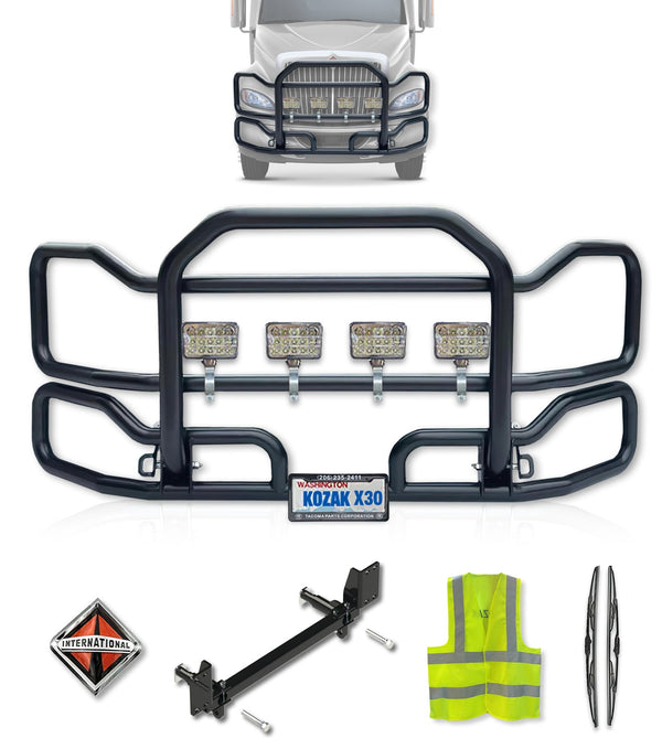 Front Grille Guard Large Black 2008+ International ProStar (plastic bumper)