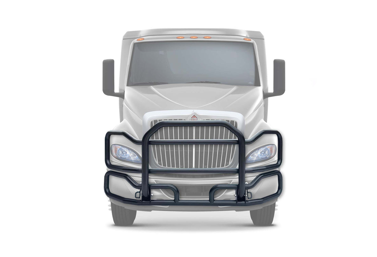 Front Grille Guard Large Black International RH (plastic bumper)