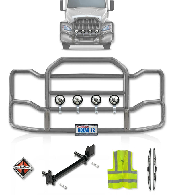 Grille Guard Large Chrome International RH (Plastic Bumper w/ Central Fog)