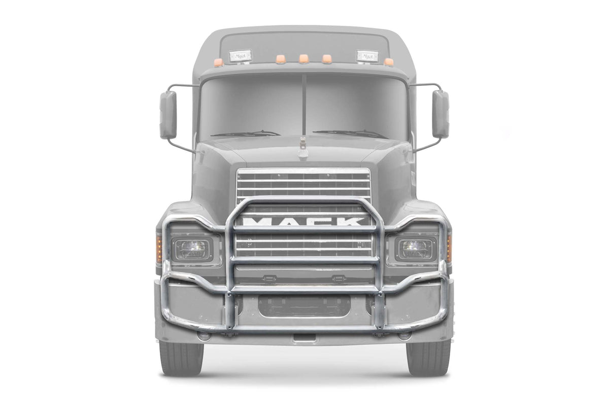 Grille Guard Large Chrome with Lights 2004+ Mack CH Set-Back