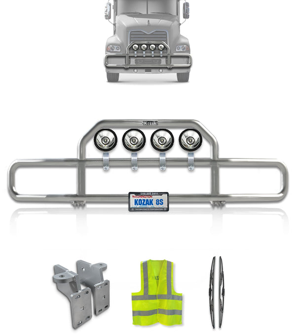 Grille Guard with Lights Chrome 2004-2017 Mack CX