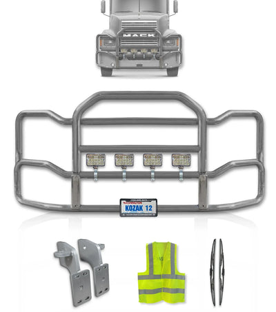 Grille Guard Large Chrome with Lights 2004+ Mack CH Set-Back