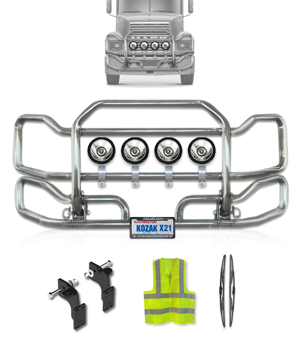 Front Grille Guard Large Chrome 2004+ Mack CH Set-Back