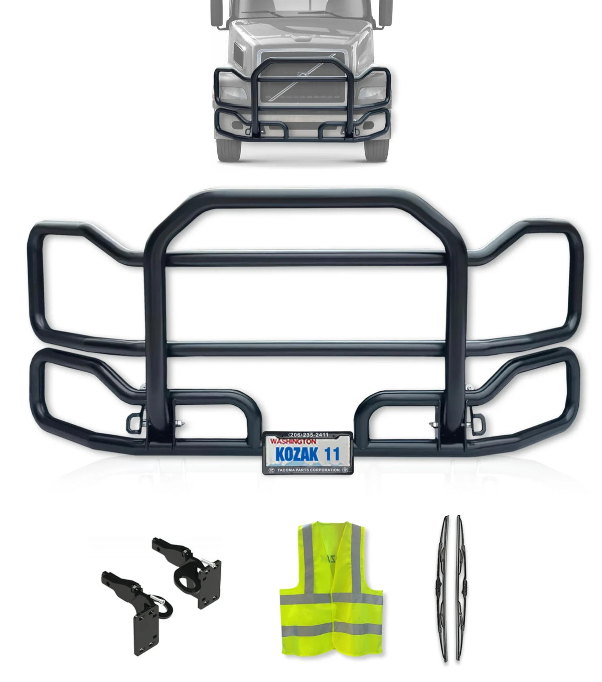 Front Grille Guard Large Black 1999-2003 Volvo VNL
