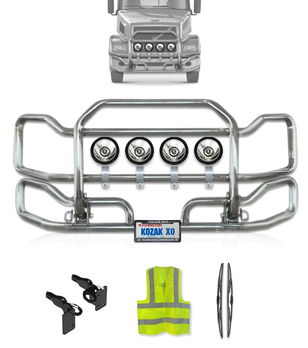 Front Grille Guard Large Chrome 1999-2003 Volvo VNL