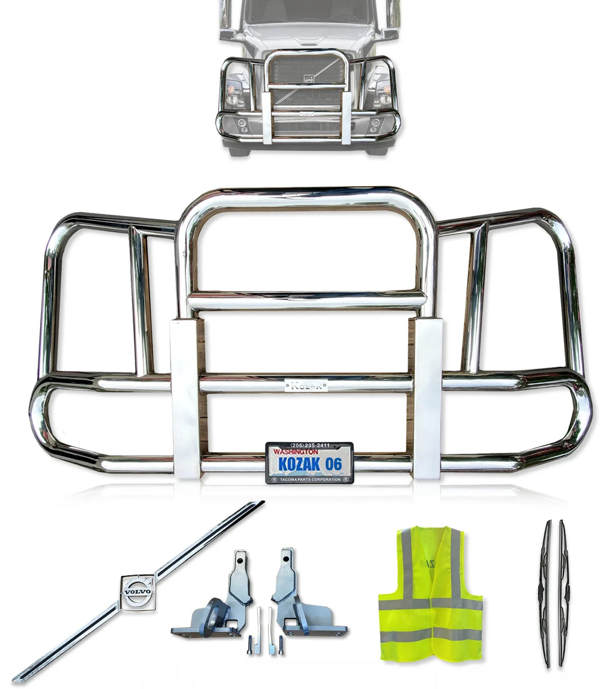 Front Grille Guard Chrome 2004-2017 Volvo VNL