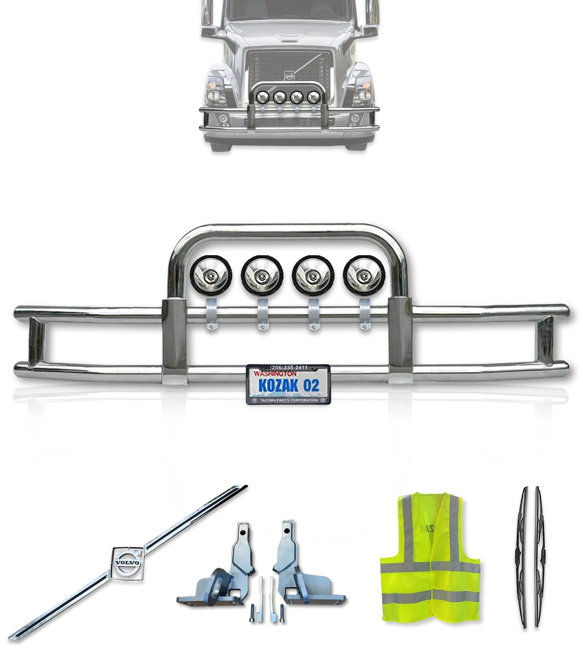 Front Grille Guard Square 2004-2017 Volvo VNL